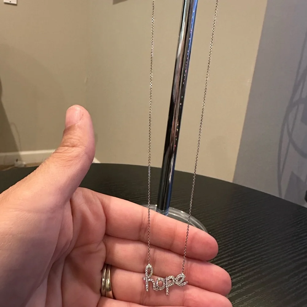 Silver Rhodium Hope Pendant Necklace - Picture 1 of 2